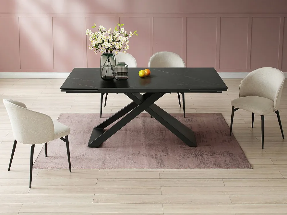 Verlengbare eettafel van keramiek en metaal - Zwart - XERENA van Pascal MORABITO Maison Céphy
