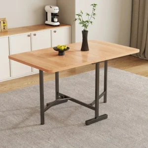 Opvouwbare eettafel voor 4 tot 6 couverts - L 120 x B 80 x H 75 cm - MDF hout en metaal - Naturel Merax