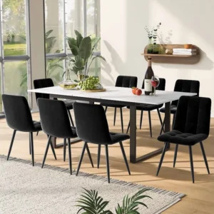 Uitschuifbare eettafel voor 4 tot 8 couverts MDF en metaal - Wit en zwart Merax