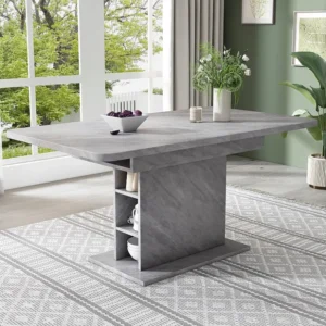 Uitschuifbare eettafel voor 4 tot 6 couverts met opbergruimte - L130xB70xH75cm - Spaanplaat - Grijs Merax