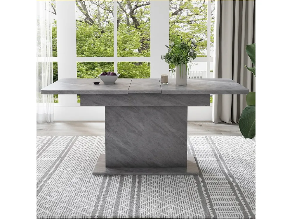 Uitschuifbare eettafel voor 4 tot 6 couverts met opbergruimte - L130xB70xH75cm - Spaanplaat - Grijs Merax
