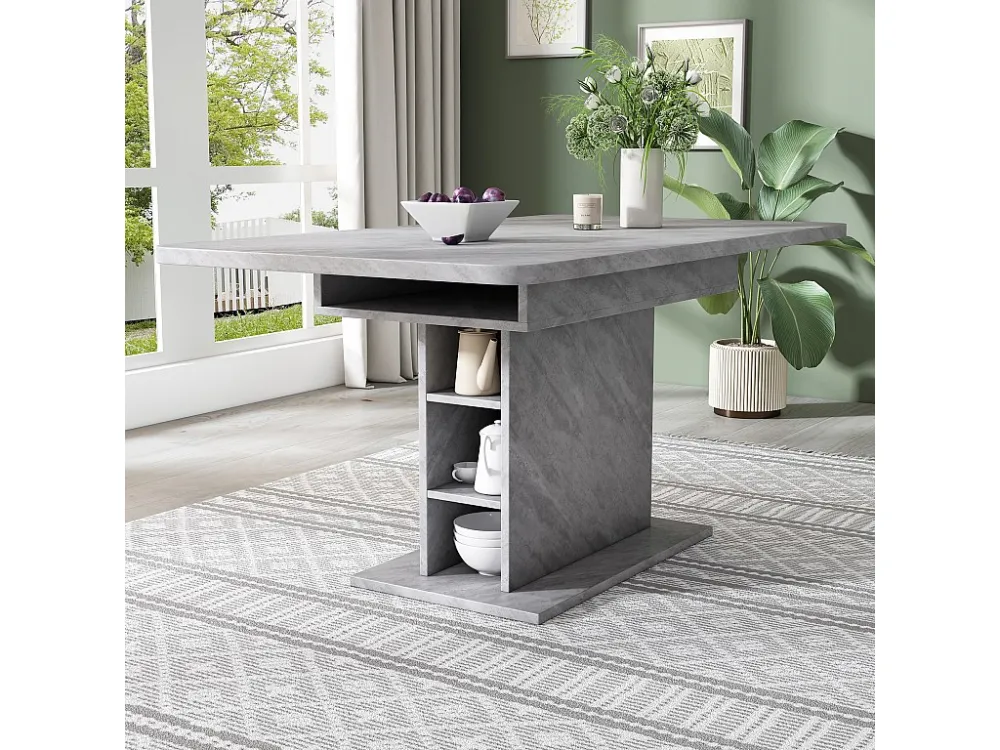 Uitschuifbare eettafel voor 4 tot 6 couverts met opbergruimte - L130xB70xH75cm - Spaanplaat - Grijs Merax