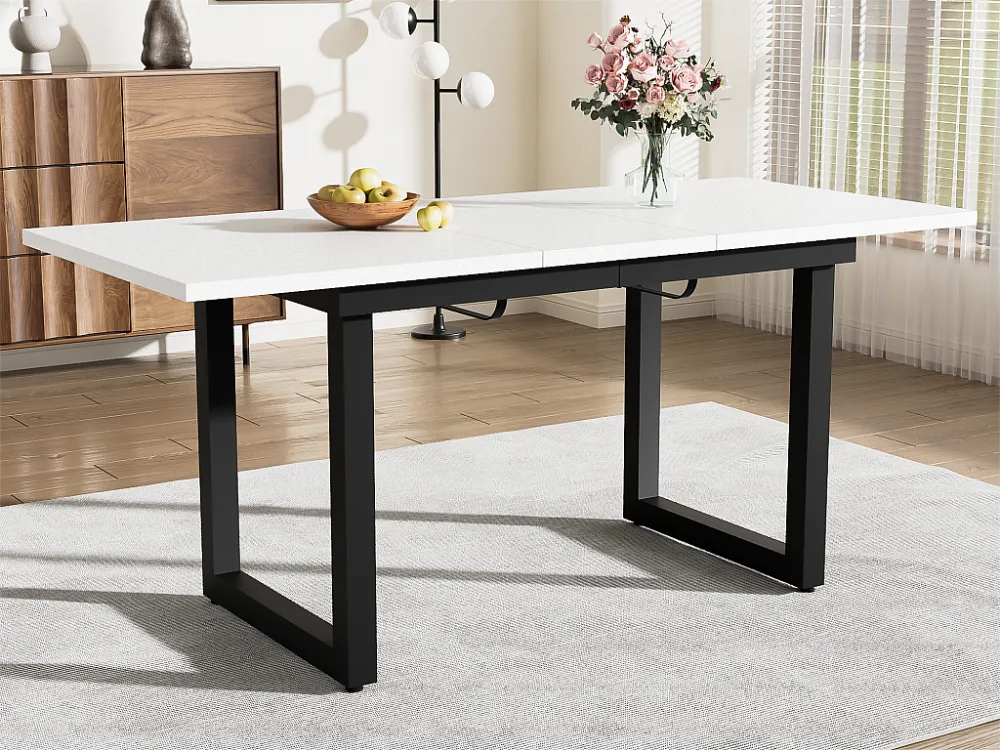 Multifunctionele uitschuifbare stalen eettafel - industriële stijl - Wit ModernLuxe