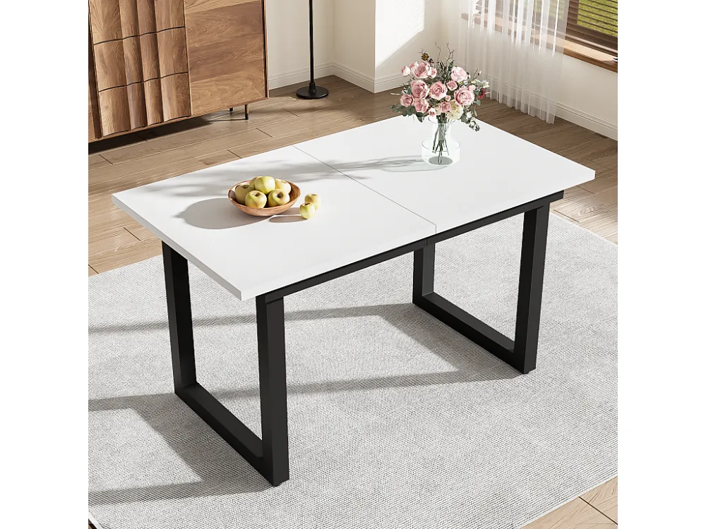 Multifunctionele uitschuifbare stalen eettafel - industriële stijl - Wit ModernLuxe