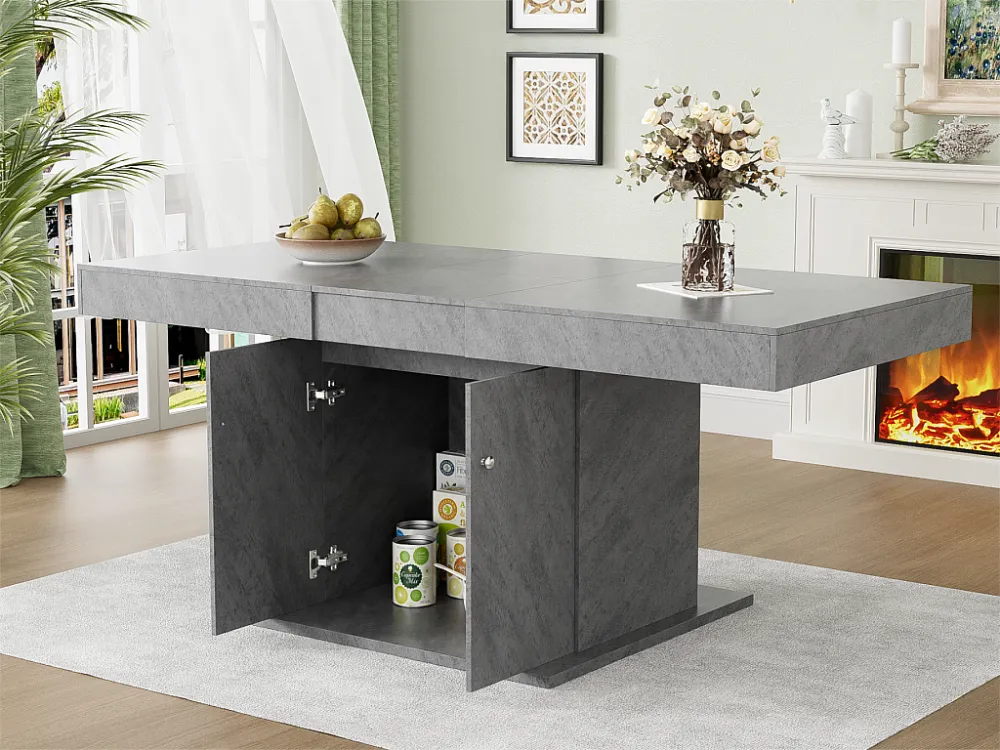 Uitschuifbare eettafel - met opbergruimte eronder - moderne stijl - Grijs ModernLuxe