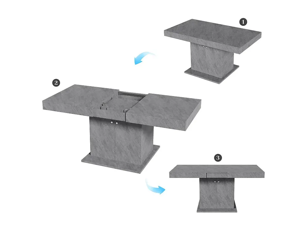 Uitschuifbare eettafel - met opbergruimte eronder - moderne stijl - Grijs ModernLuxe