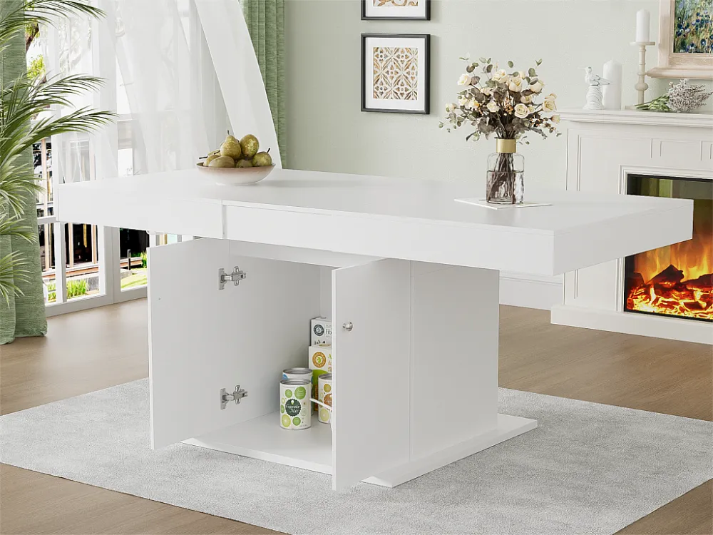 Uitschuifbare eettafel - met opbergruimte eronder - moderne stijl - Wit ModernLuxe