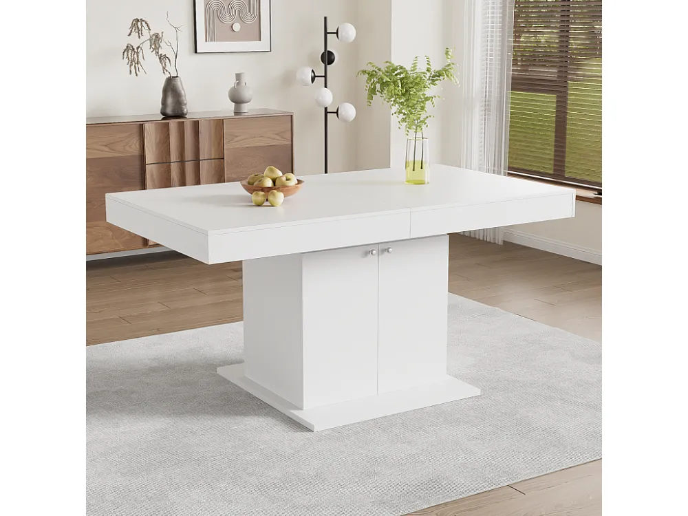 Uitschuifbare eettafel - met opbergruimte eronder - moderne stijl - Wit ModernLuxe