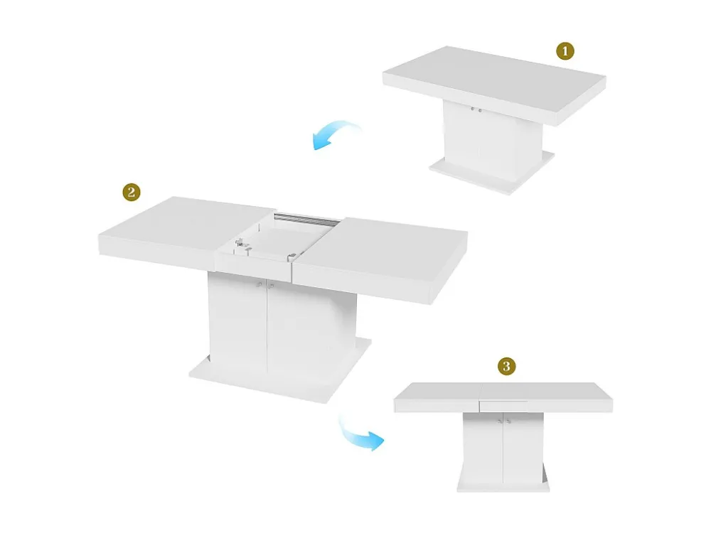 Uitschuifbare eettafel - met opbergruimte eronder - moderne stijl - Wit ModernLuxe