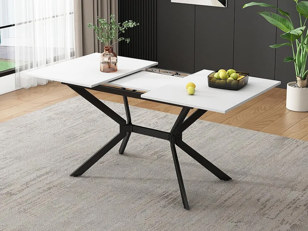Uitschuifbare eettafel voor 4 tot 6 personen MDF en metaal - Wit & Zwart ModernLuxe