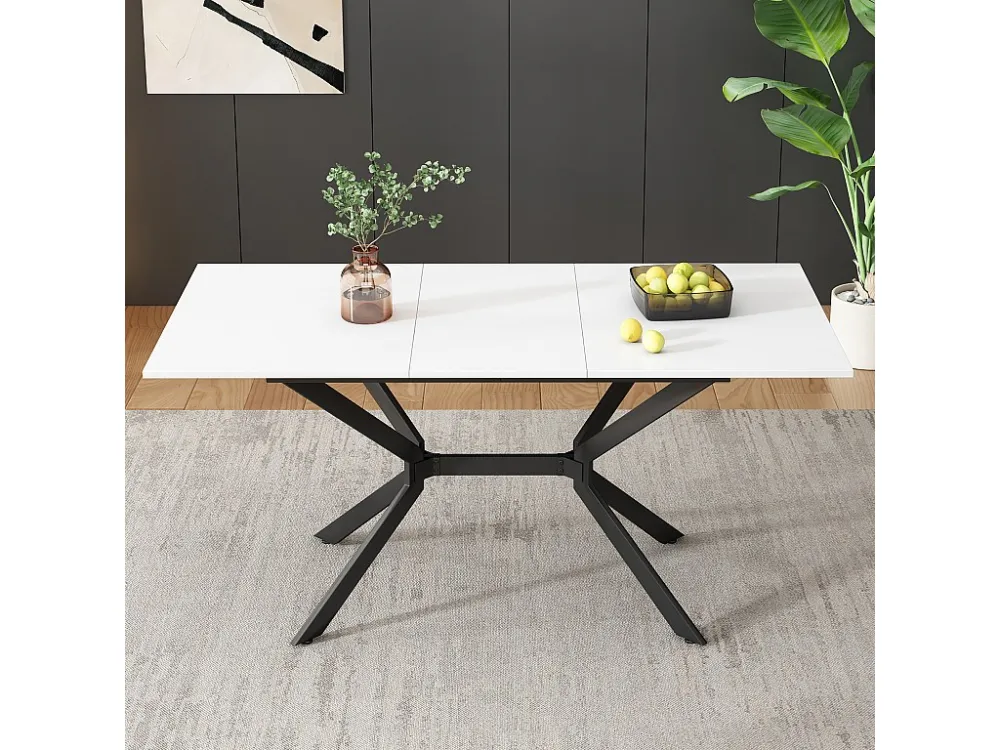 Uitschuifbare eettafel voor 4 tot 6 personen MDF en metaal - Wit & Zwart ModernLuxe