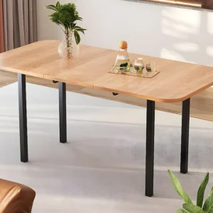 Uitschuifbare MDF eettafel - 120/160 x 80 cm - geschikt voor 4 tot 6 personen - Naturel ModernLuxe
