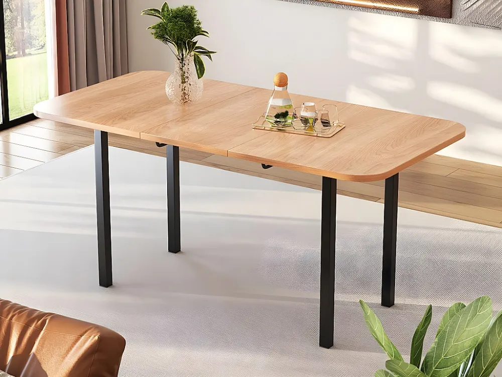Uitschuifbare MDF eettafel - 120/160 x 80 cm - geschikt voor 4 tot 6 personen - Naturel ModernLuxe