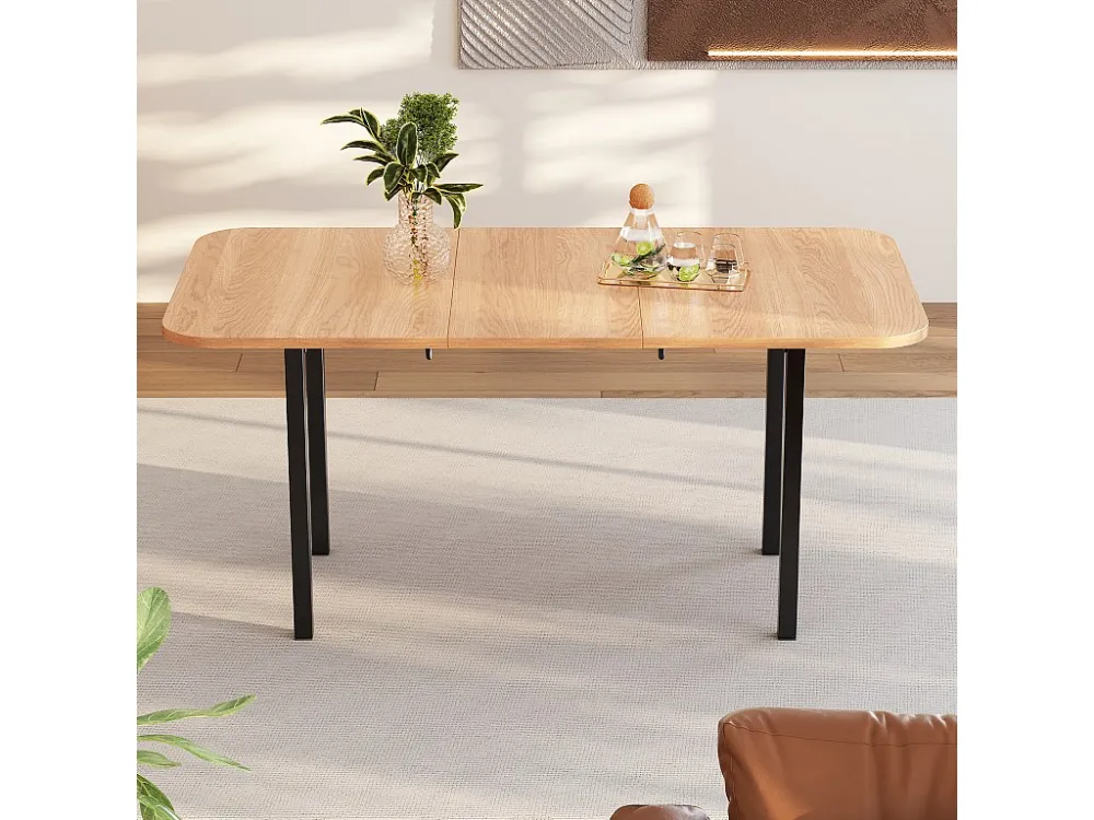 Uitschuifbare MDF eettafel - 120/160 x 80 cm - geschikt voor 4 tot 6 personen - Naturel ModernLuxe
