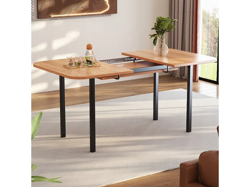 Uitschuifbare MDF eettafel - 120/160 x 80 cm - geschikt voor 4 tot 6 personen - Naturel ModernLuxe