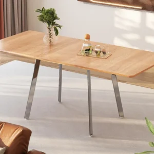 Uitschuifbare MDF eettafel - 140/180 x 80 cm - geschikt voor 4 tot 6 personen - Naturel ModernLuxe