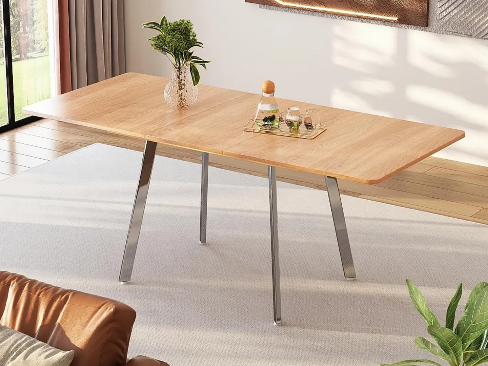 Uitschuifbare MDF eettafel - 140/180 x 80 cm - geschikt voor 4 tot 6 personen - Naturel ModernLuxe