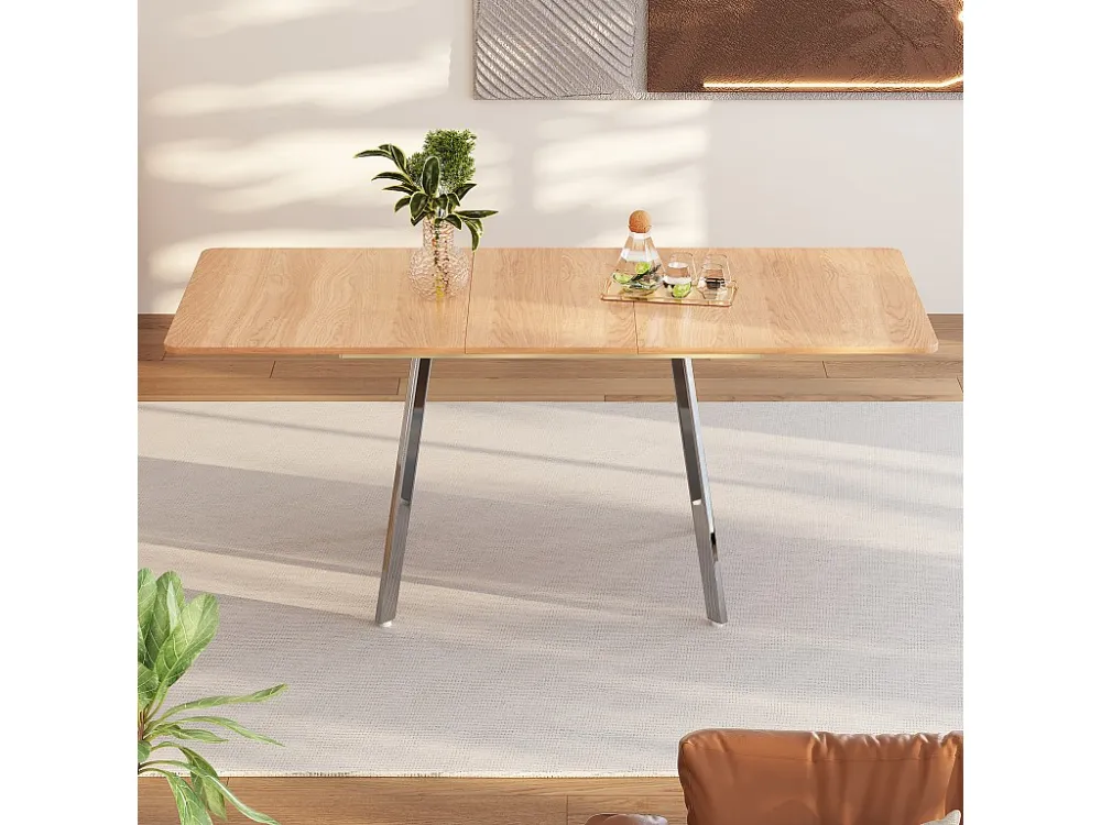 Uitschuifbare MDF eettafel - 140/180 x 80 cm - geschikt voor 4 tot 6 personen - Naturel ModernLuxe