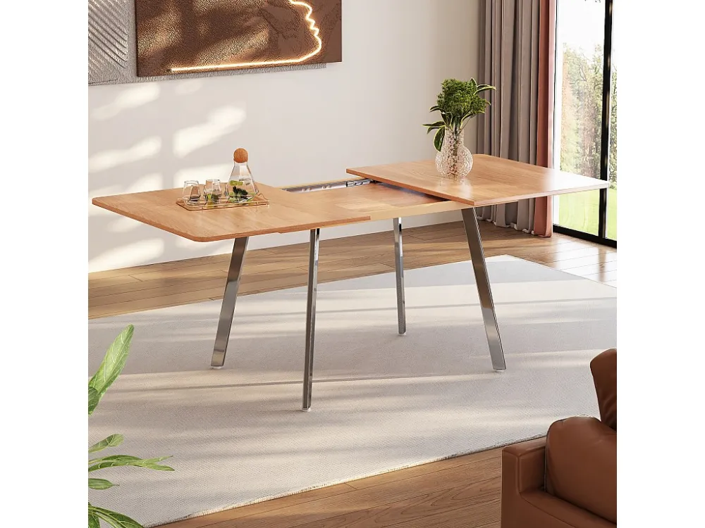 Uitschuifbare MDF eettafel - 140/180 x 80 cm - geschikt voor 4 tot 6 personen - Naturel ModernLuxe