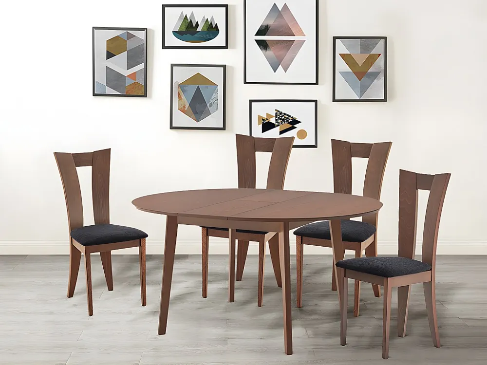 Ovale uitschuifbare eettafel TIFFANY - 4 à 6 personen - Massief beuken - Noten - Koop nu