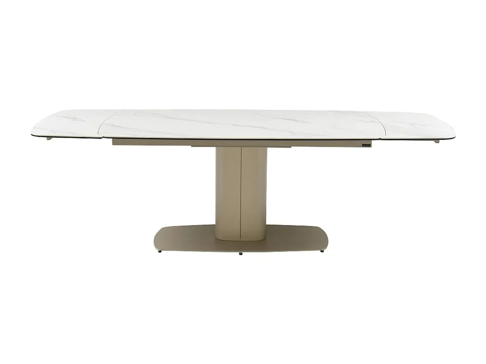 Verlengbare eettafel van keramiek en metaal - Wit marmereffect - CARIOULA van MORABITO PASCAL MORABITO