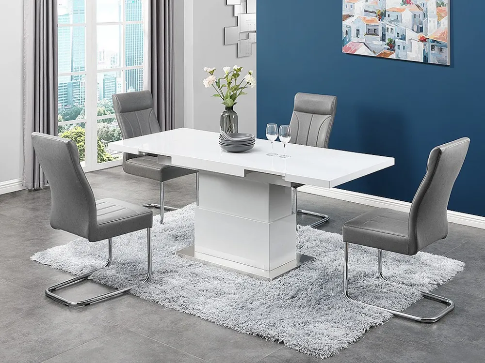 Salontafel 2 1: eettafel en salontafel. 4 tot 6 plaatsen. Gelakt mdf. Wit. LAURIA