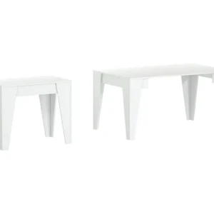 Tafel TM uitschuifbare eetkamerconsole met verlengbladen tot 146 cm, wit mat Skraut Home