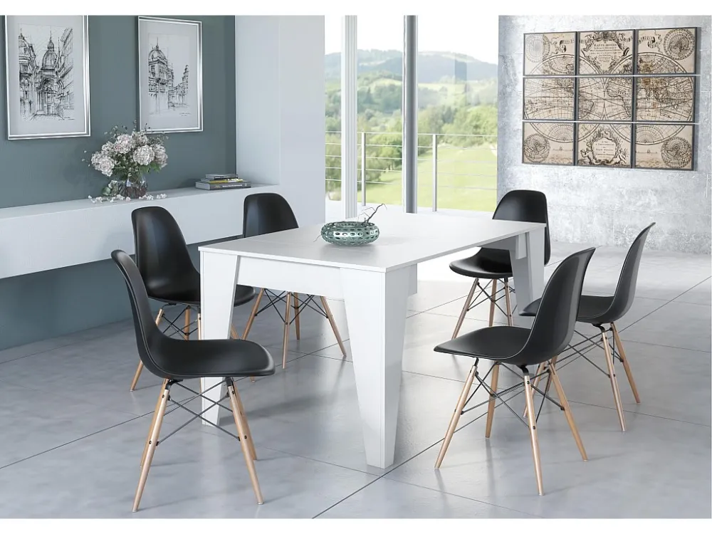 Tafel TM uitschuifbare eetkamerconsole met verlengbladen tot 146 cm, wit mat Skraut Home