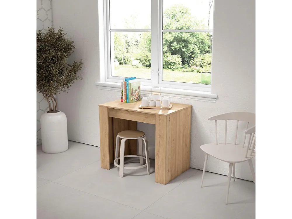 Uitschuifbare Consoletafel, 300, Voor 14 personen, Tafel, Eiken Skraut Home