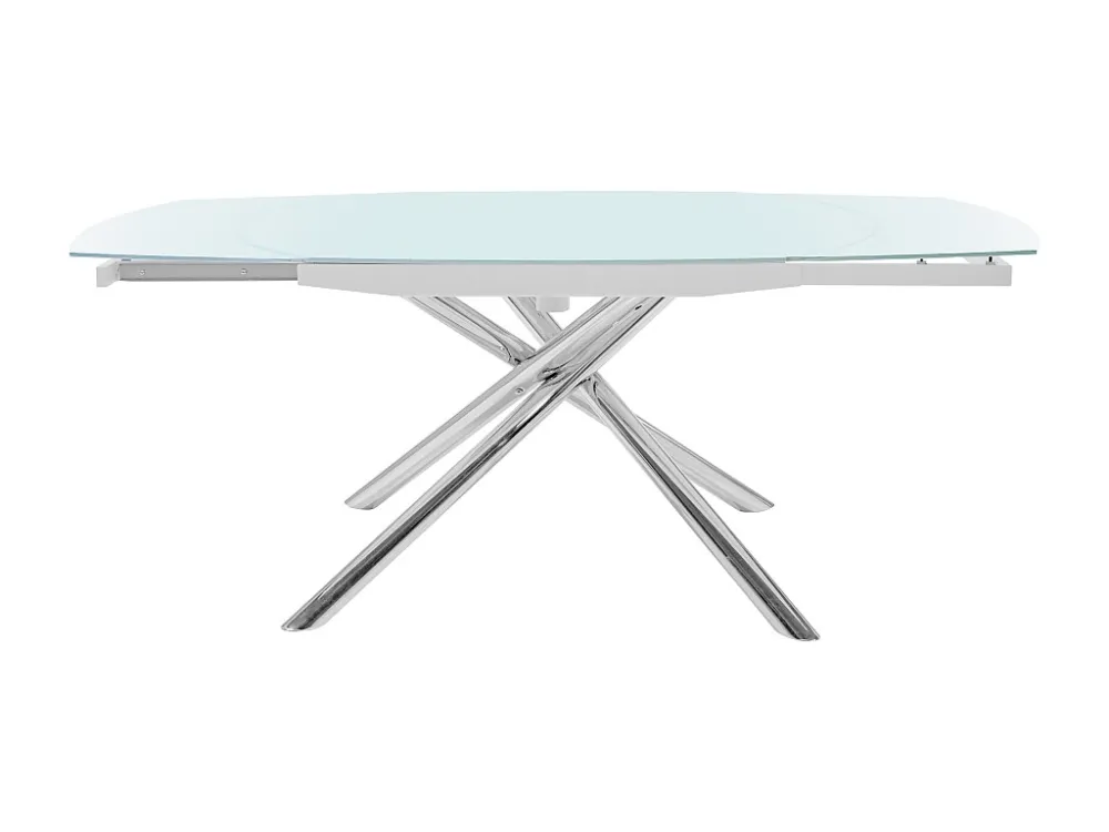 Uitschuifbare eettafel CAMELIA - Gehard glas en metaal - Wit