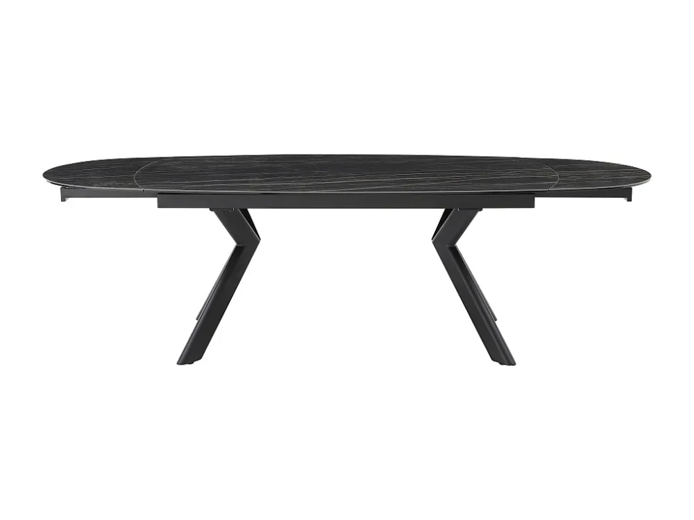 Uitschuifbare eettafel gehard glas en keramiek - Zwarte marmerlook - MARDEL