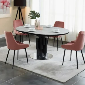 Uitschuifbare eettafel KALEA - MDF & metaal - Grijs-koop nu