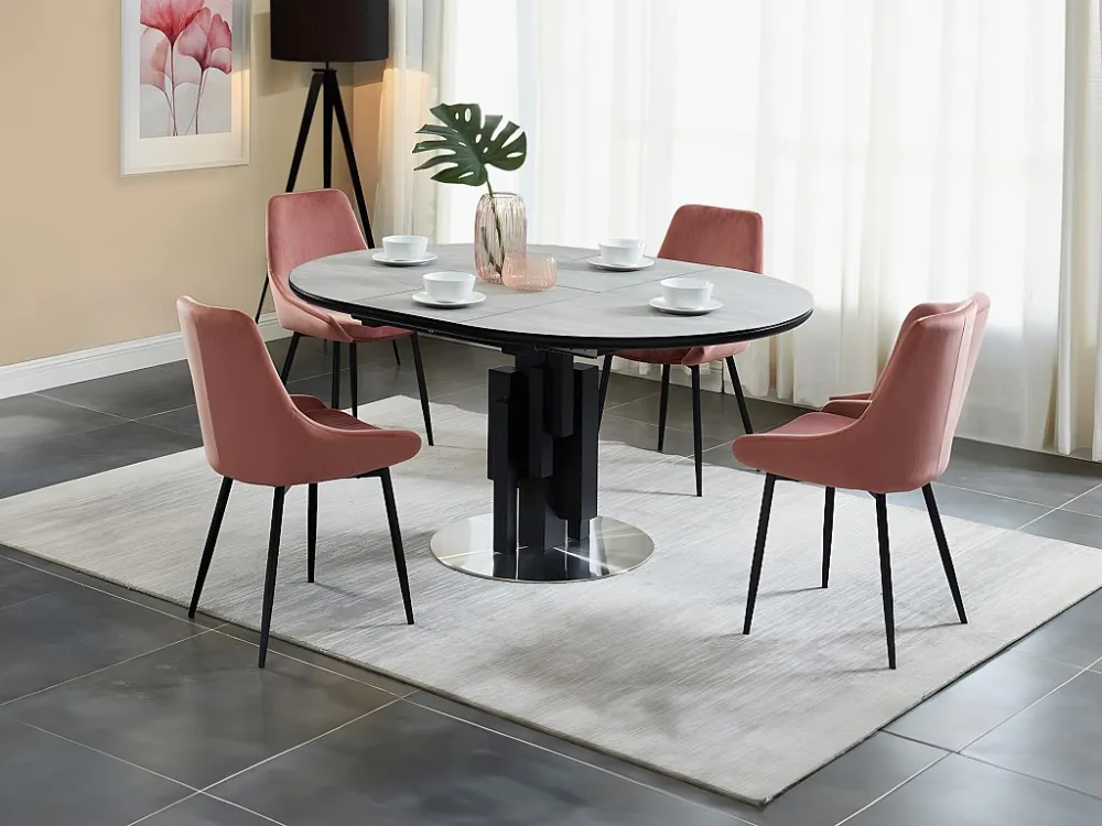 Uitschuifbare eettafel KALEA - MDF & metaal - Grijs-koop nu
