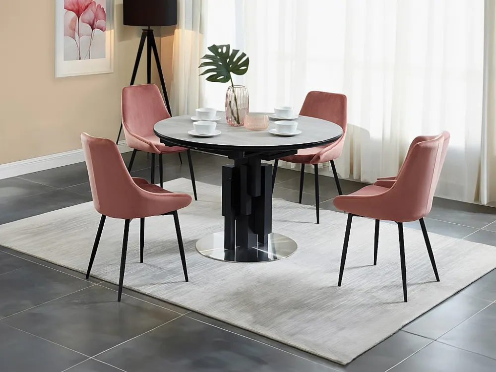 Uitschuifbare eettafel KALEA - MDF & metaal - Grijs-koop nu
