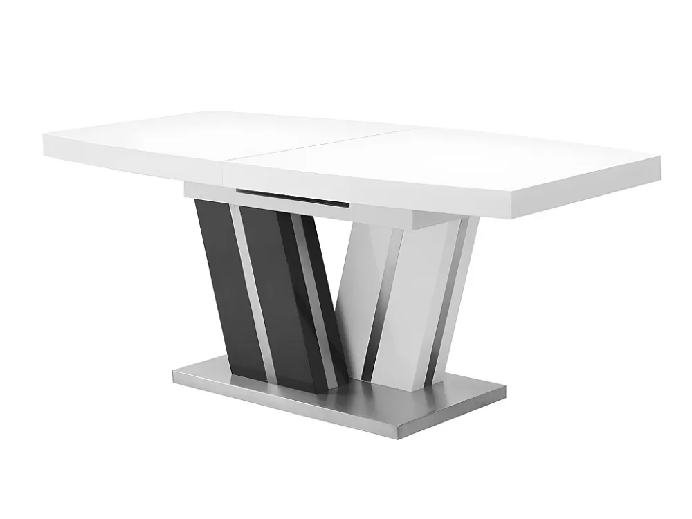 Uitschuifbare eettafel NOAMI II - 6 tot 8 personen - Gelakt mdf grijs en wit