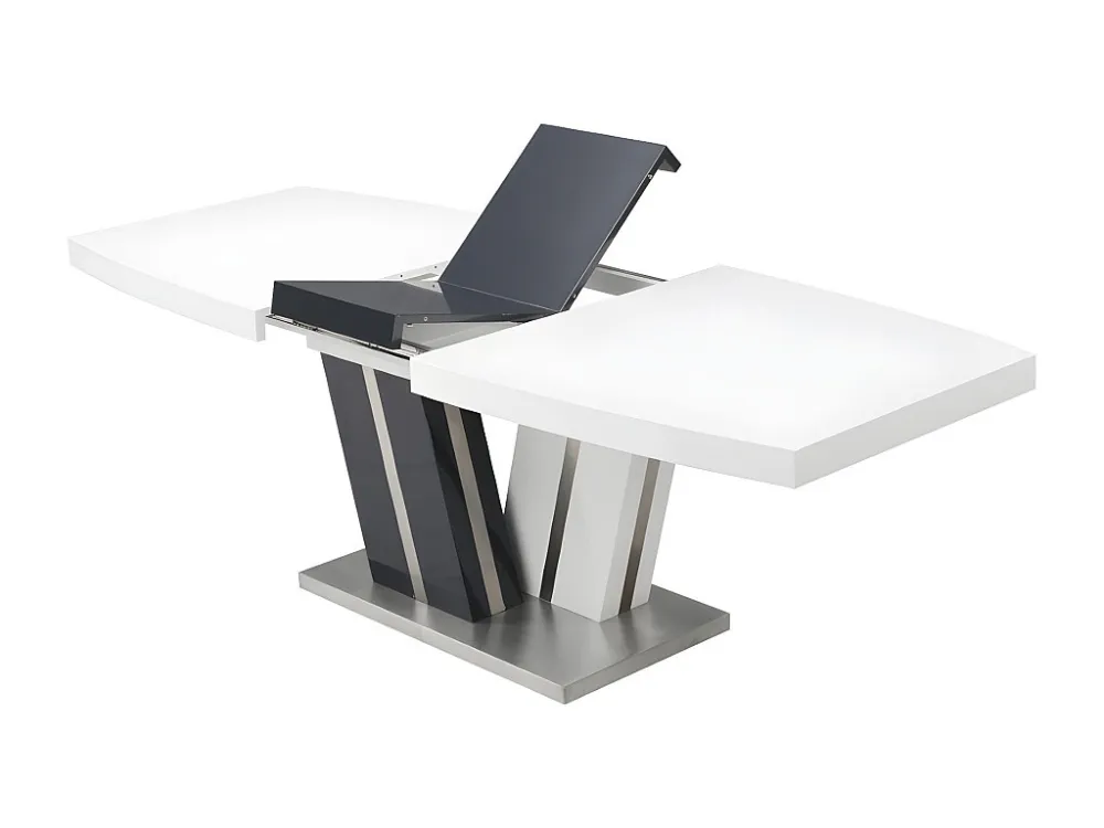 Uitschuifbare eettafel NOAMI II - 6 tot 8 personen - Gelakt mdf grijs en wit