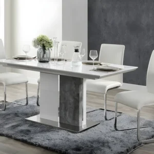 Uitschuifbare eettafel 6 à 8 personen van wit MDF EREN
