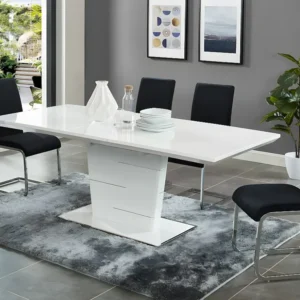 Uitschuifbare eettafel 6 à 8 personen van wit mdf AMELLE