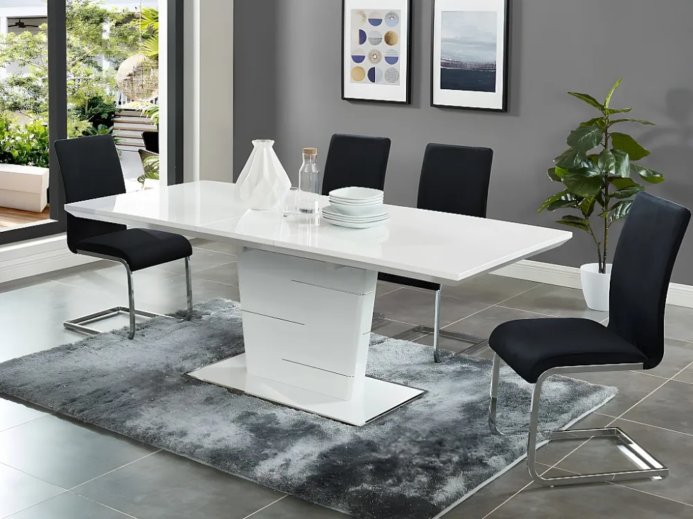 Uitschuifbare eettafel 6 à 8 personen van wit mdf AMELLE