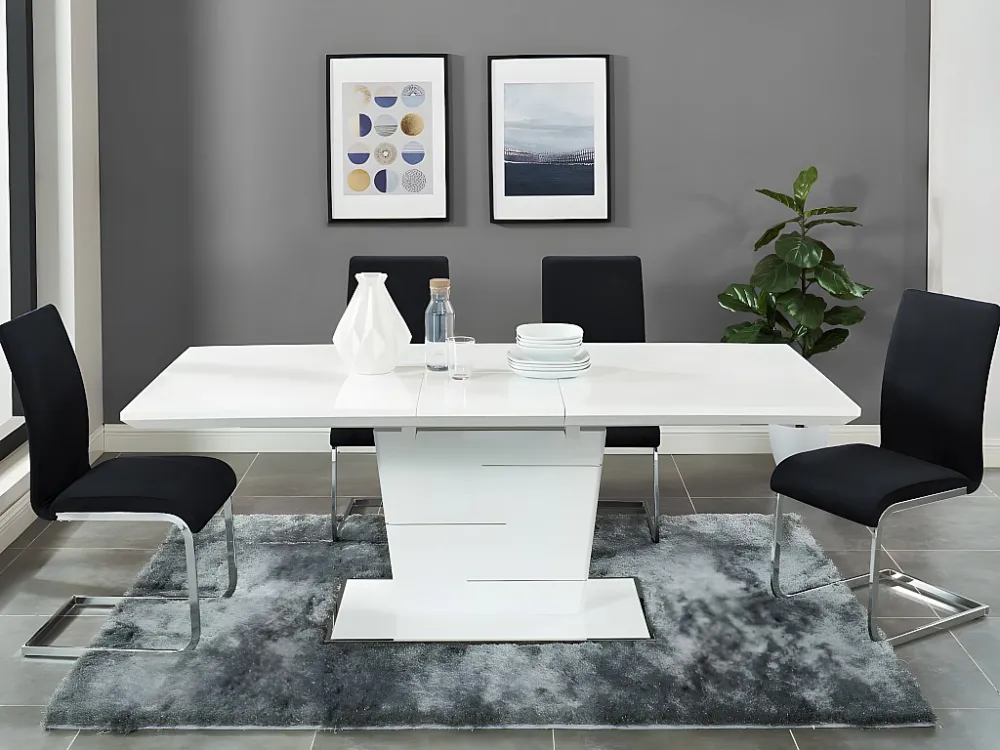 Uitschuifbare eettafel 6 à 8 personen van wit mdf AMELLE