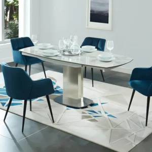 Uitschuifbare eettafel TALICIA - 4 tot 6 personen - Keramiek en ijzer
