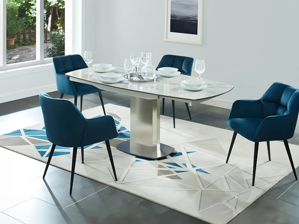 Uitschuifbare eettafel TALICIA - 4 tot 6 personen - Keramiek en ijzer