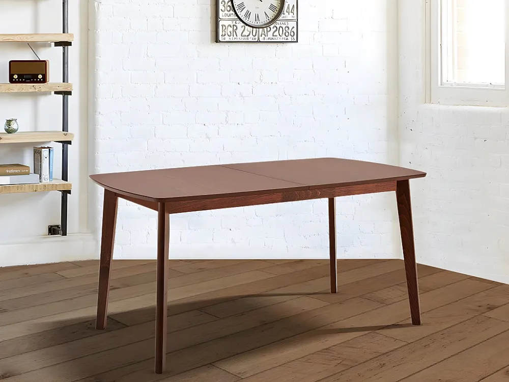 Uitschuifbare eettafel 6 tot 8 personen van mdf en massief beukenhout - Naturel - SILVIA