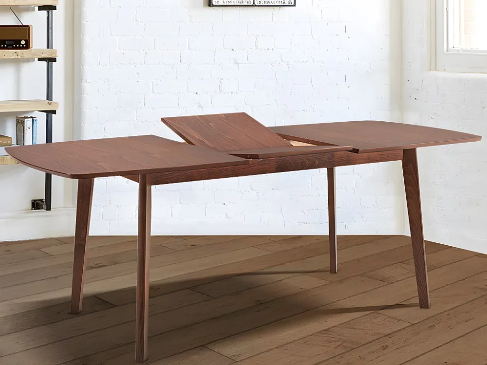 Uitschuifbare eettafel 6 tot 8 personen van mdf en massief beukenhout - Naturel - SILVIA