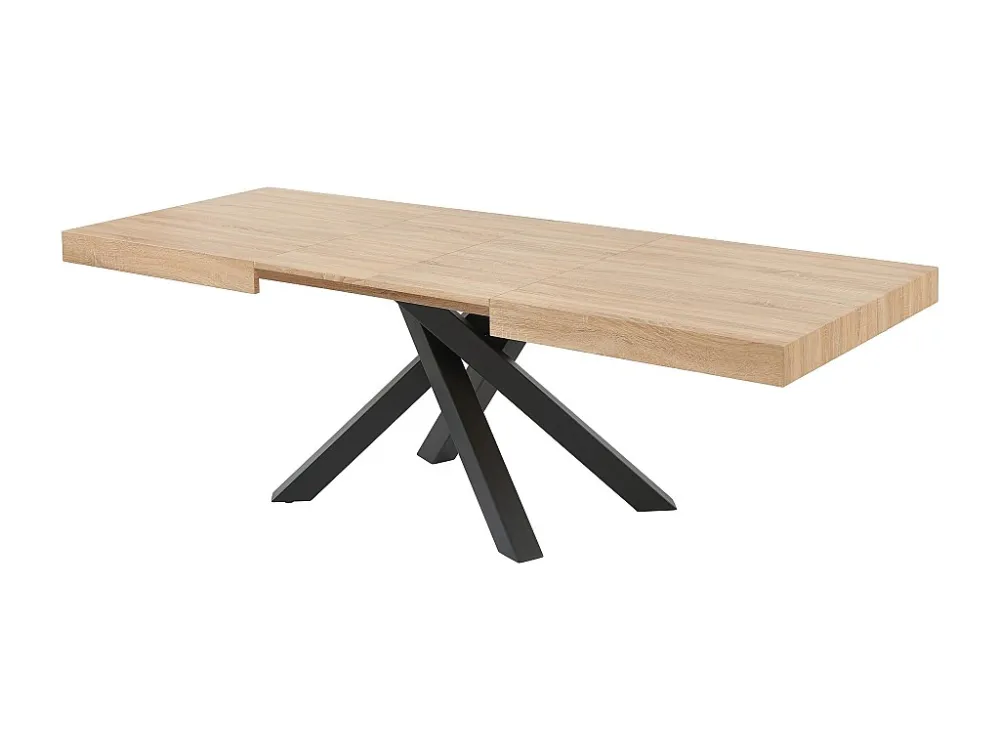 Uitschuifbare eettafel 6 tot 10 plaatsen van mdf - Naturel en zwart - CATONAV