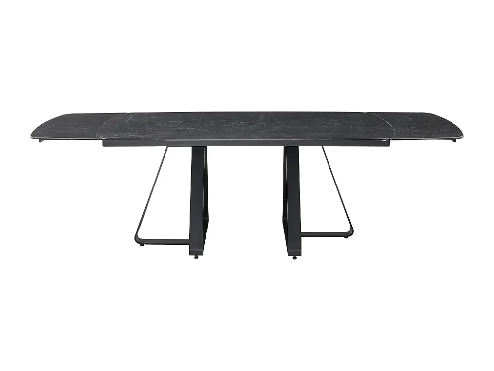 Uitschuifbare eettafel voor 6 tot 10 personen gehard glas en keramiek - Look van zwart marmer - MARDONA