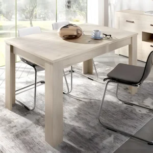Uitschuifbare spaanplaten eettafel BALKIS - Kleur: Eiken