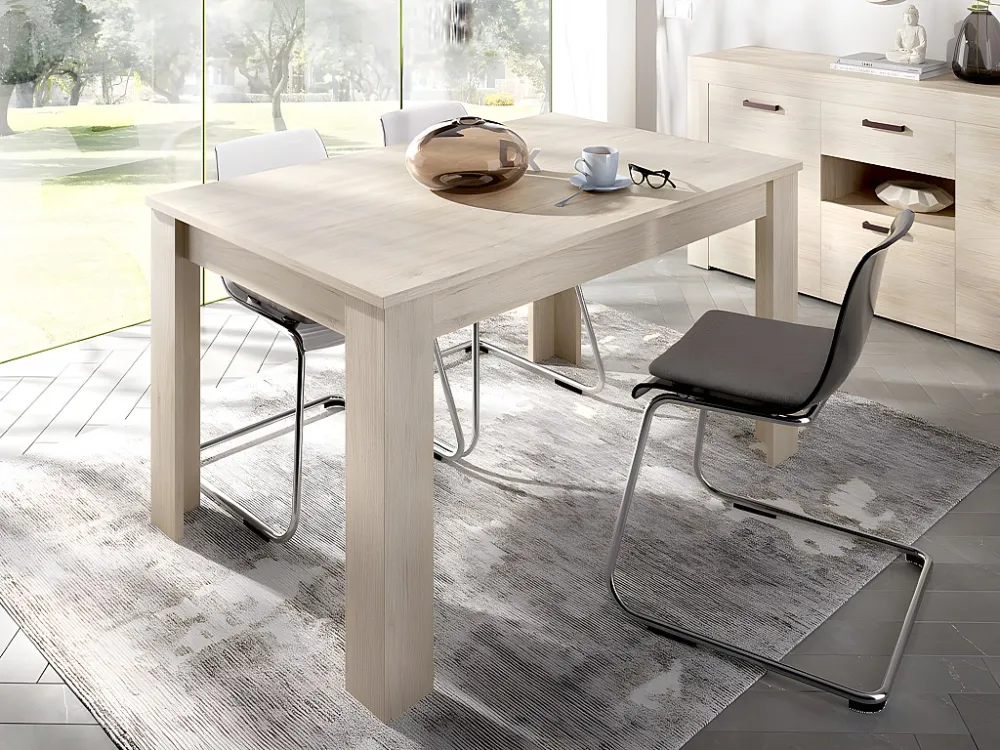 Uitschuifbare spaanplaten eettafel BALKIS - Kleur: Eiken