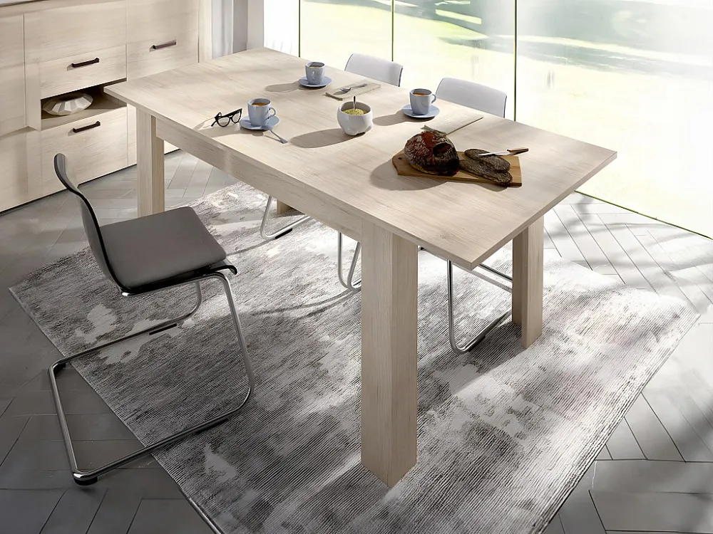 Uitschuifbare spaanplaten eettafel BALKIS - Kleur: Eiken