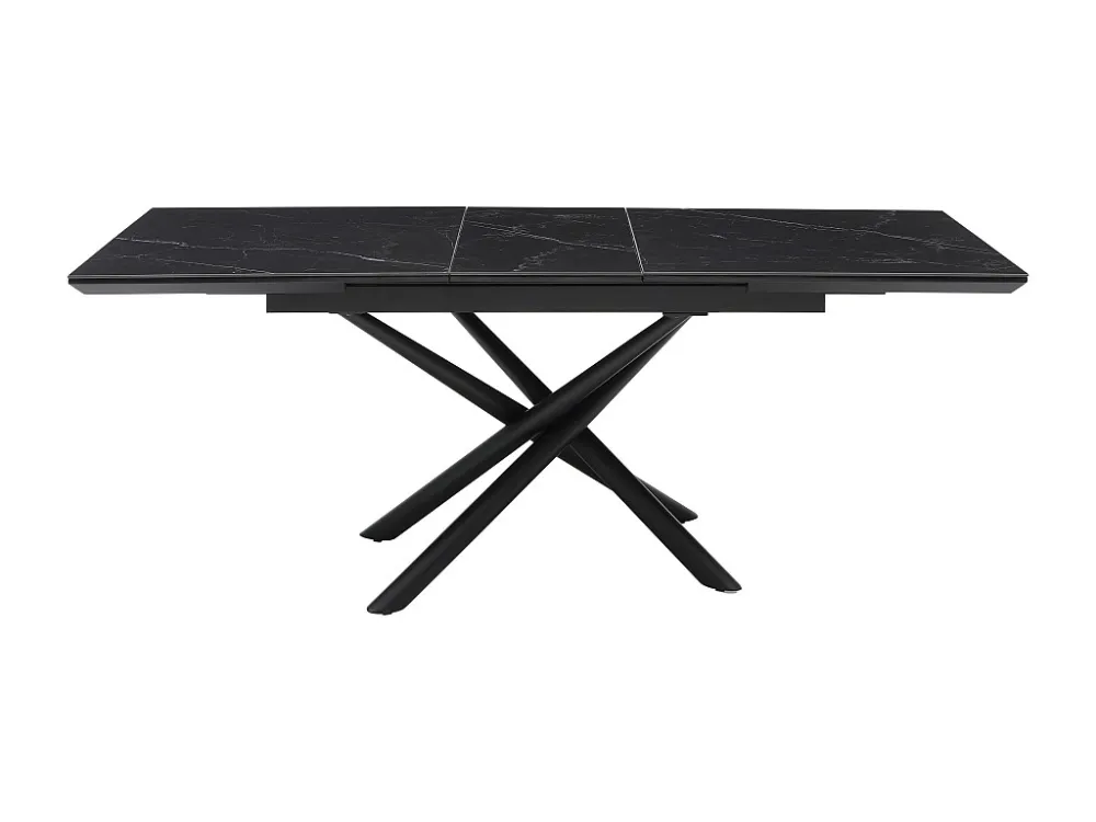 Uittrekbare eettafel voor 6 tot 8 personen MDF en keramiek - Look van zwart marmer - SINAM